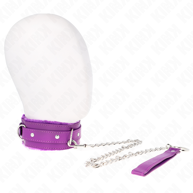 KINK - COLLARE CON GUINZAGLIO 65 CM CON RESTRIZIONI VIOLA 36-42 CM X 5,5 CM