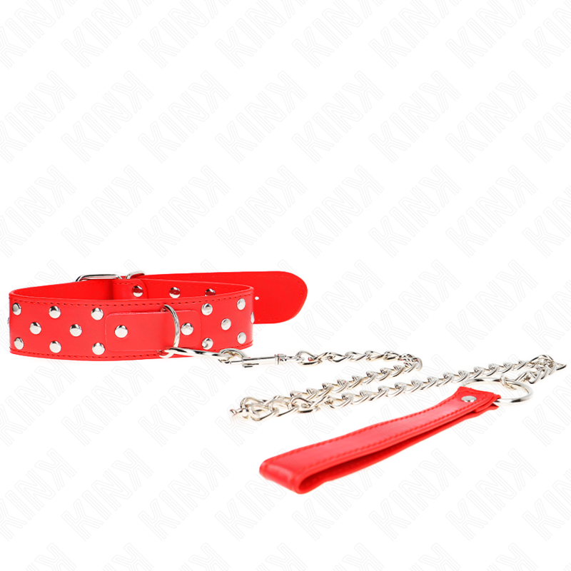 KINK - COLLANA CON CINTURINO A CERCHIO E CINTURA 65 CM ROSSO REGOLABILE 36-50 CM X 3,8 CM
