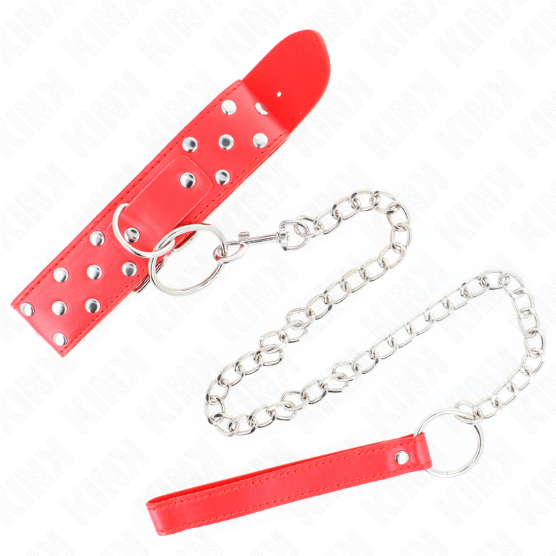 KINK - COLLANA CON CINTURINO A CERCHIO E CINTURA 65 CM ROSSO REGOLABILE 36-50 CM X 3,8 CM