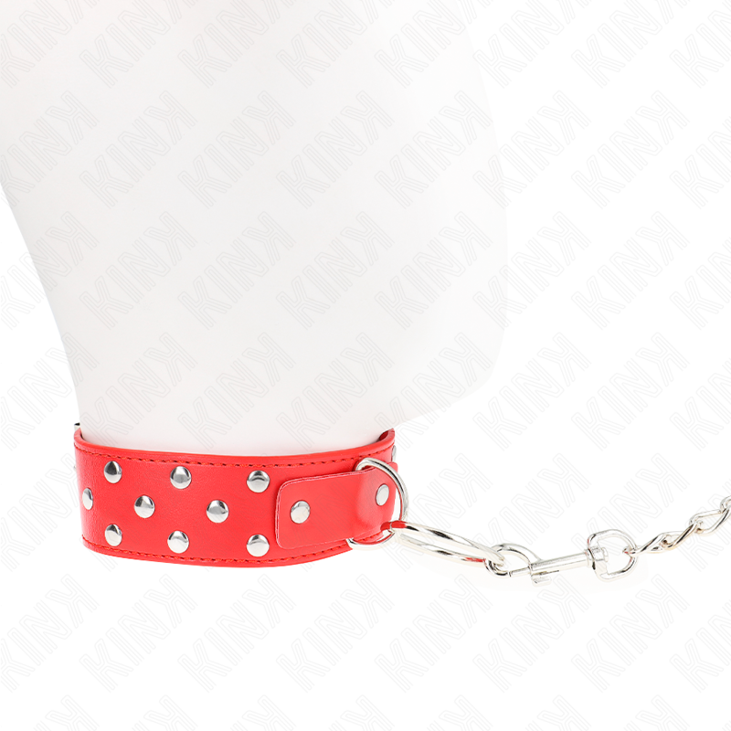 KINK - COLLANA CON CINTURINO A CERCHIO E CINTURA 65 CM ROSSO REGOLABILE 36-50 CM X 3,8 CM