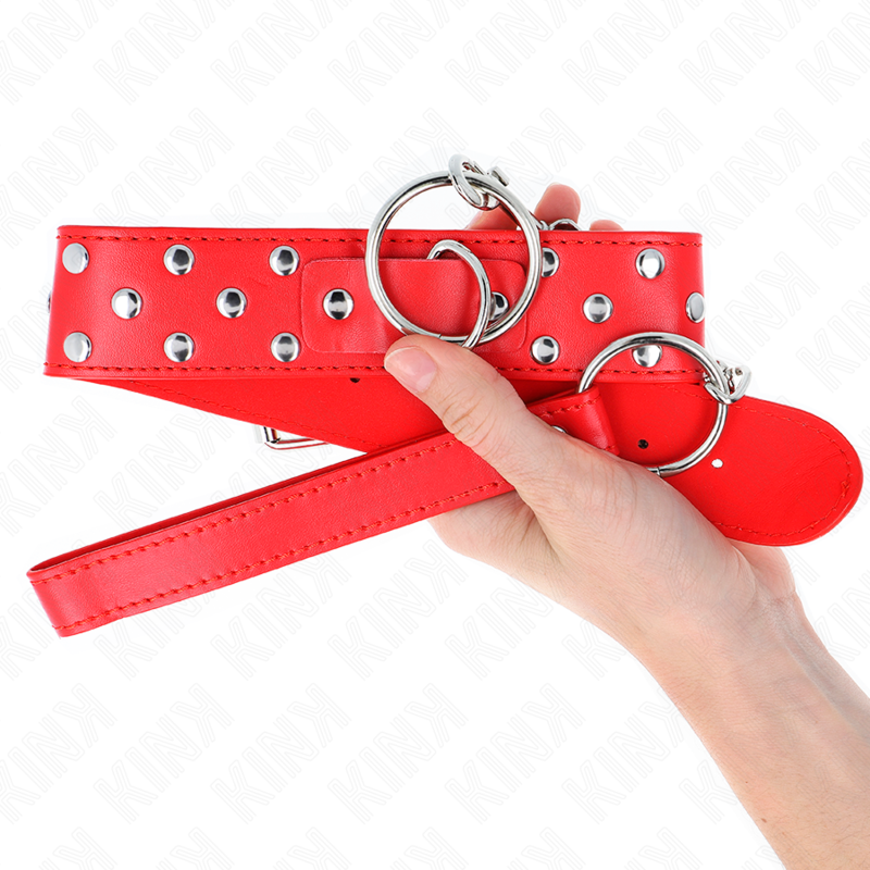 KINK - COLLANA CON CINTURINO A CERCHIO E CINTURA 65 CM ROSSO REGOLABILE 36-50 CM X 3,8 CM