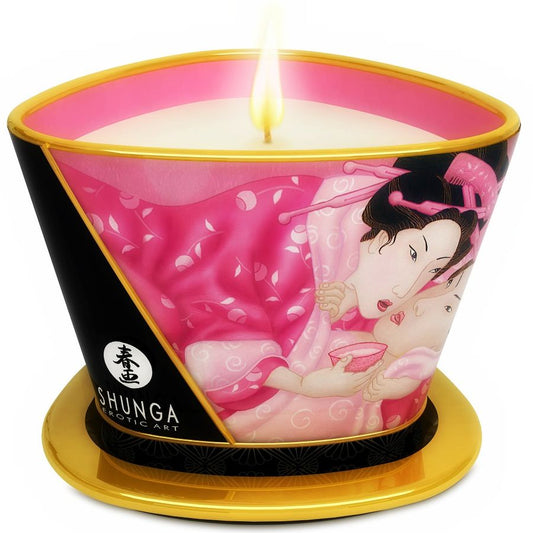 SHUNGA - MINI CARESS BY CANDELIGHT APHRODISIAC ROSES MASSAGE CANDLE 170 ML