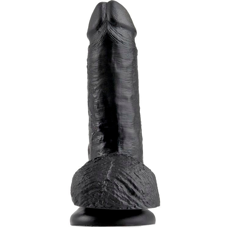 KING COCK - 7 DILDO BLACK WITH BALLS 17.8 CM