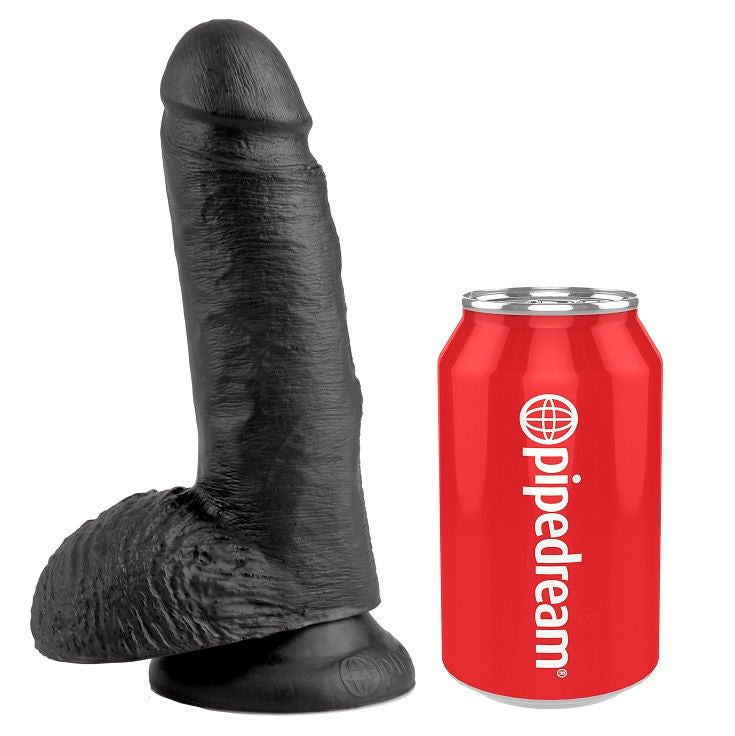 KING COCK - 7 DILDO NERO CON PALLE 17,8 CM