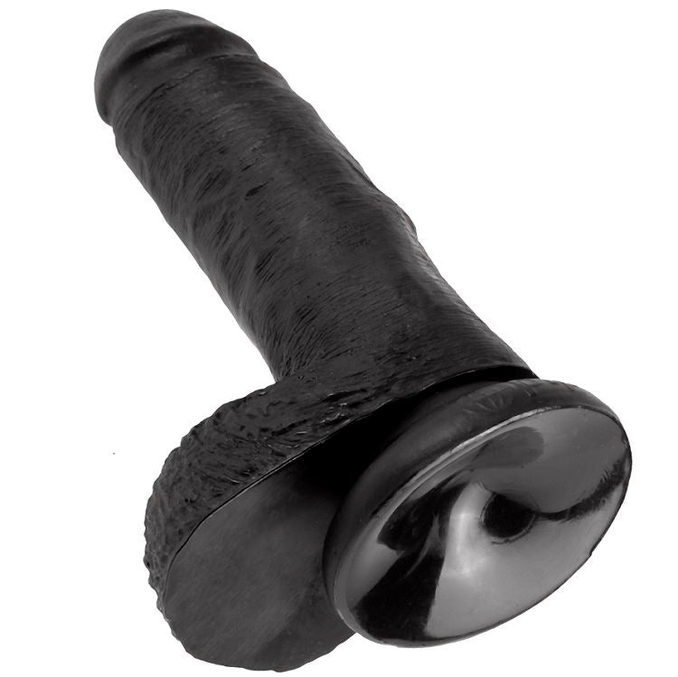 KING COCK - 7 DILDO BLACK WITH BALLS 17.8 CM