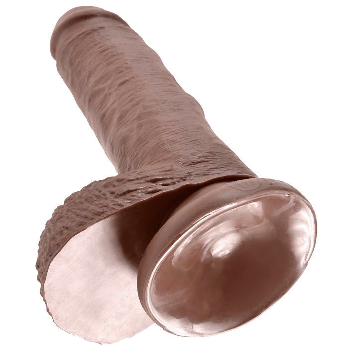 KING COCK - 7 DILDO BRAUN MIT KUGELN 17,8 CM