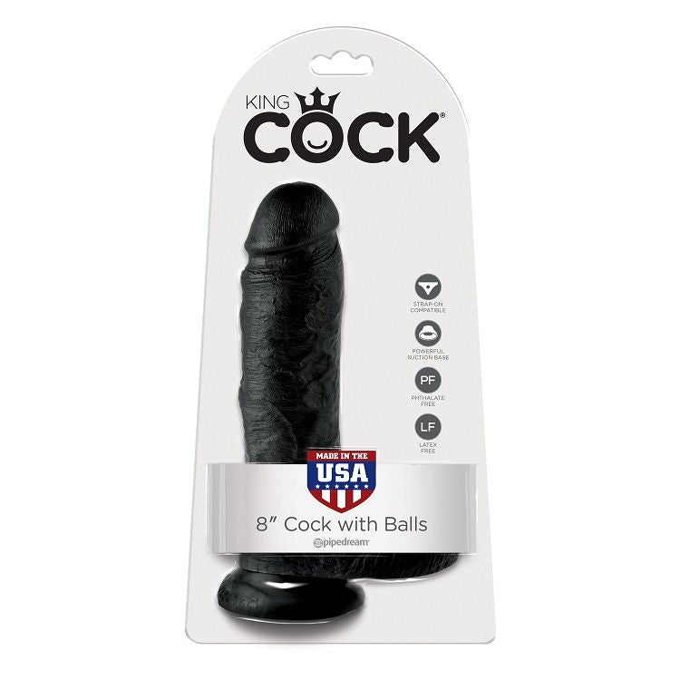 KING COCK - 8 DILDO NERO CON PALLE 20,3 CM