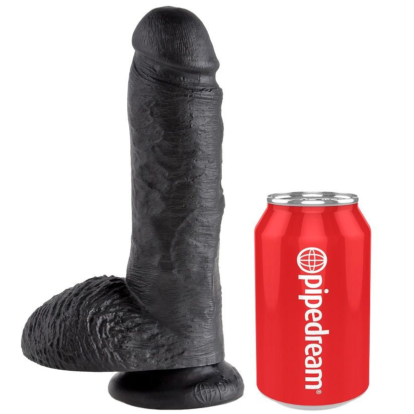 KING COCK - 8 DILDO NERO CON PALLE 20,3 CM