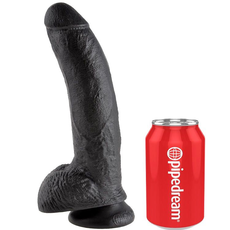 KING COCK - 9 DILDO NERO CON PALLE 22,9 CM