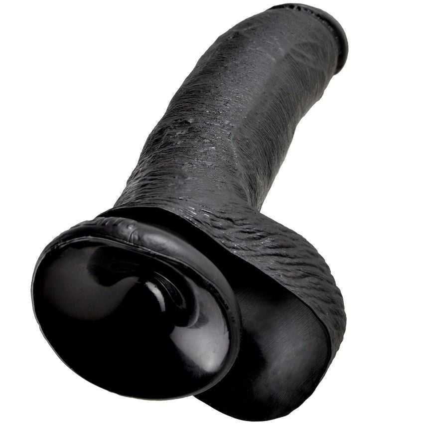 KING COCK - 9 DILDO NERO CON PALLE 22,9 CM