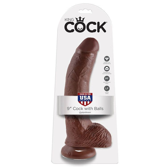 KING COCK - 9 DILDO MARRONE CON PALLE 22,9 CM