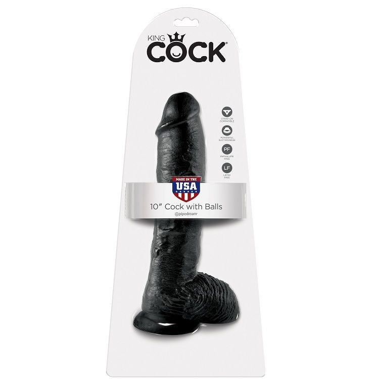 KING COCK - 10 DILDO NERI CON PALLE 25,4 CM