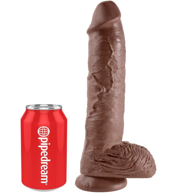 KING COCK - 10 DILDO BRAUN MIT KUGELN 25,4 CM