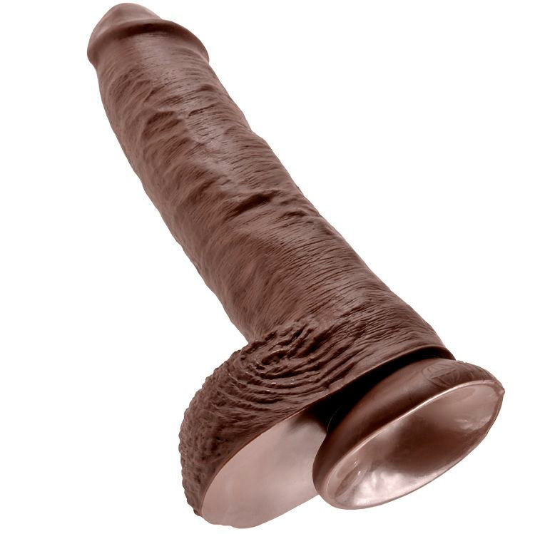 KING COCK - 10 DILDO BRAUN MIT KUGELN 25,4 CM