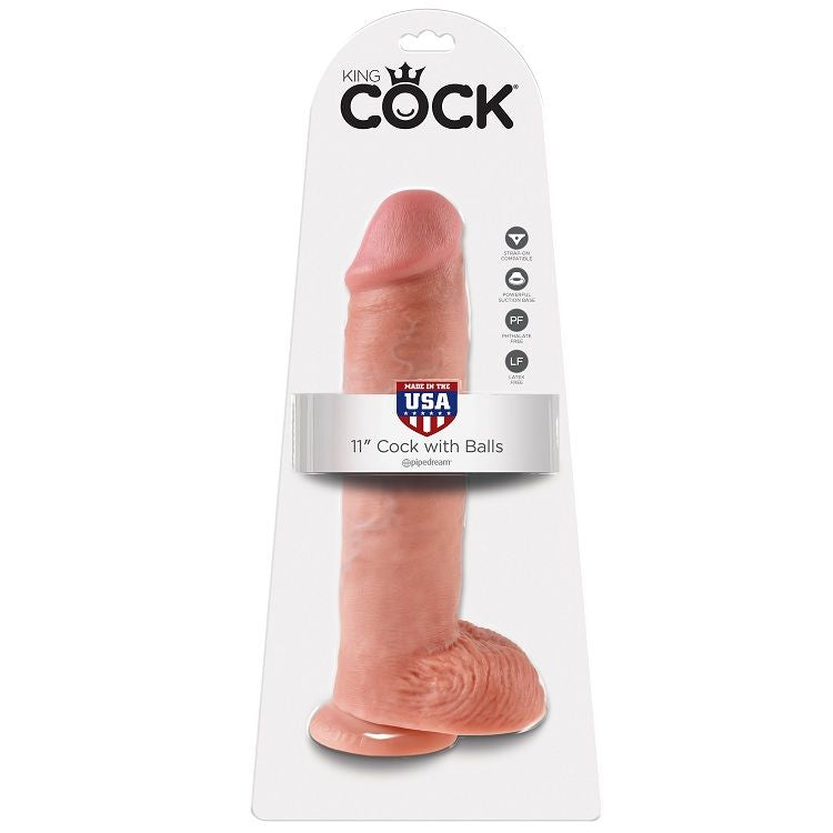 KING COCK - 11 DILDO FLESH CON PALLE 28 CM