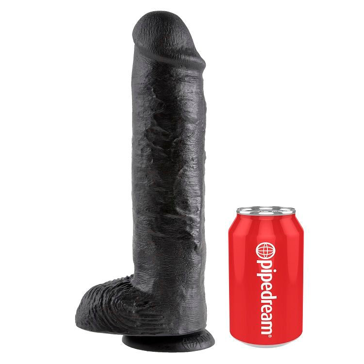 KING COCK - 11 DILDO NERO CON PALLE 28 CM