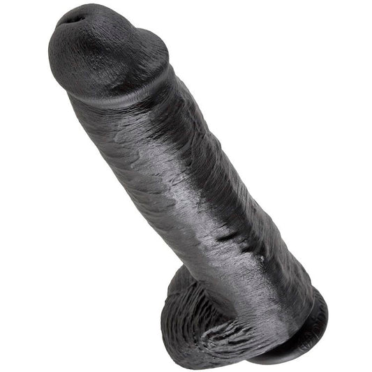 KING COCK - 11 DILDO NERO CON PALLE 28 CM