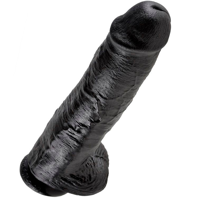 KING COCK - 11 DILDO NERO CON PALLE 28 CM