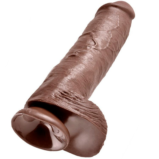 KING COCK - 11 DILDO MARRONE CON PALLE 28 CM