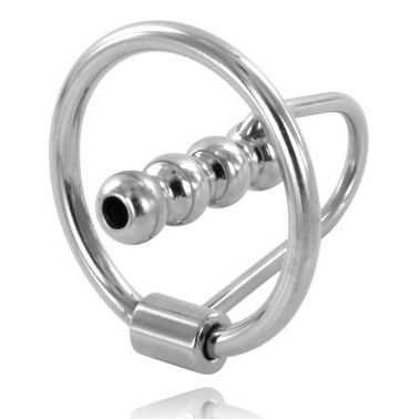 METAL HARD - GLAND RING WITH URETHRAL PLUG 28MM