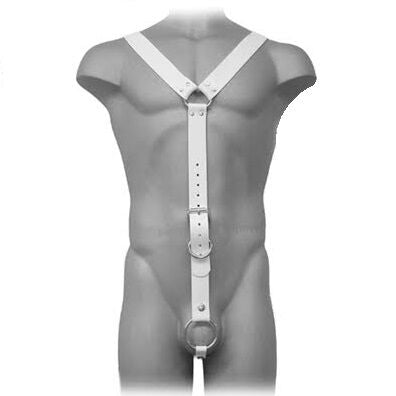 LEDER BODY - HARNESS HERREN WEISS