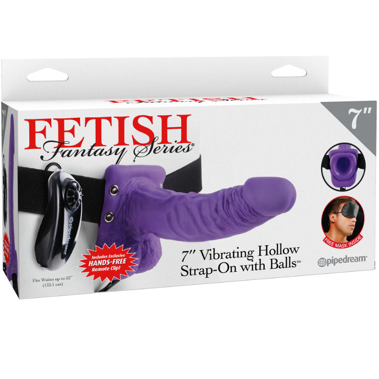 FETISH FANTASY SERIES - SERIES 7 HOLLOW STRAP-ON VIBRATING WITH BALLS 17.8CM PURPLE