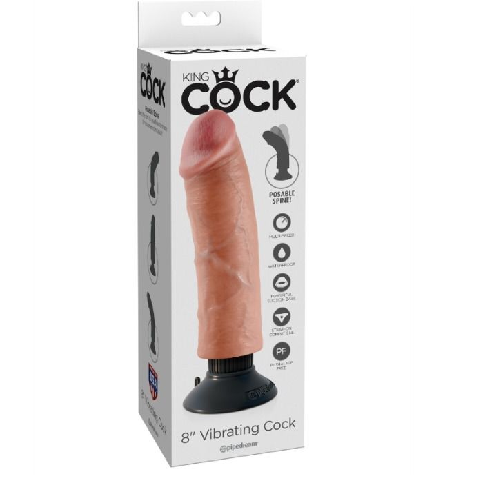 KING COCK - 20,32 CM VIBRIERENDER SCHWANZ, FLEISCH