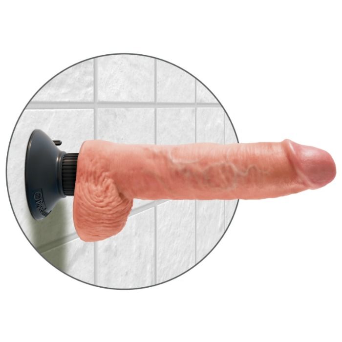 KING COCK - 25,5 CM VIBRIERENDER SCHWANZ MIT HAUTFARBENEN KUGELN