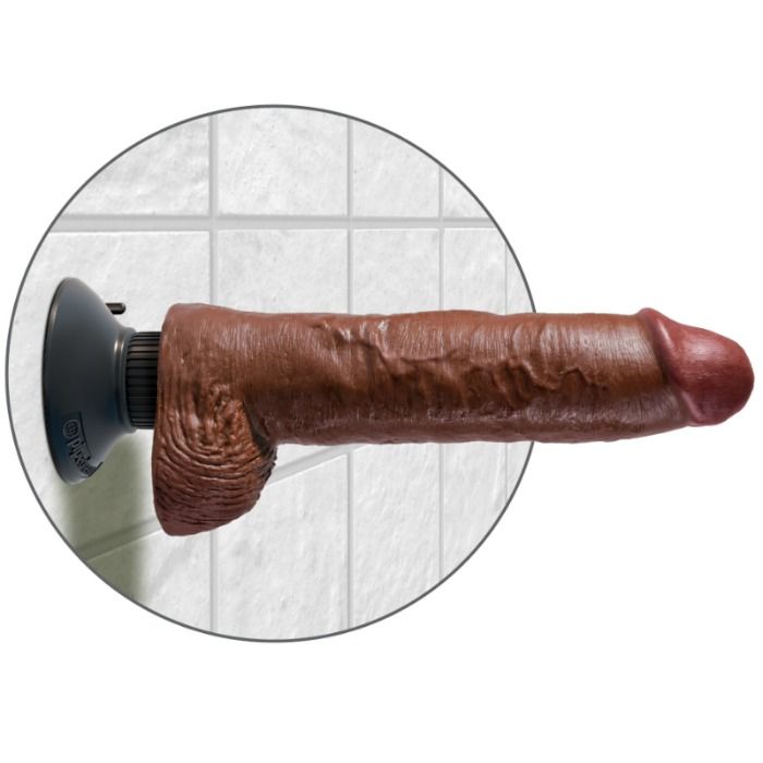 KING COCK - 25,5 CM VIBRIERENDER SCHWANZ MIT KUGELN BRAUN