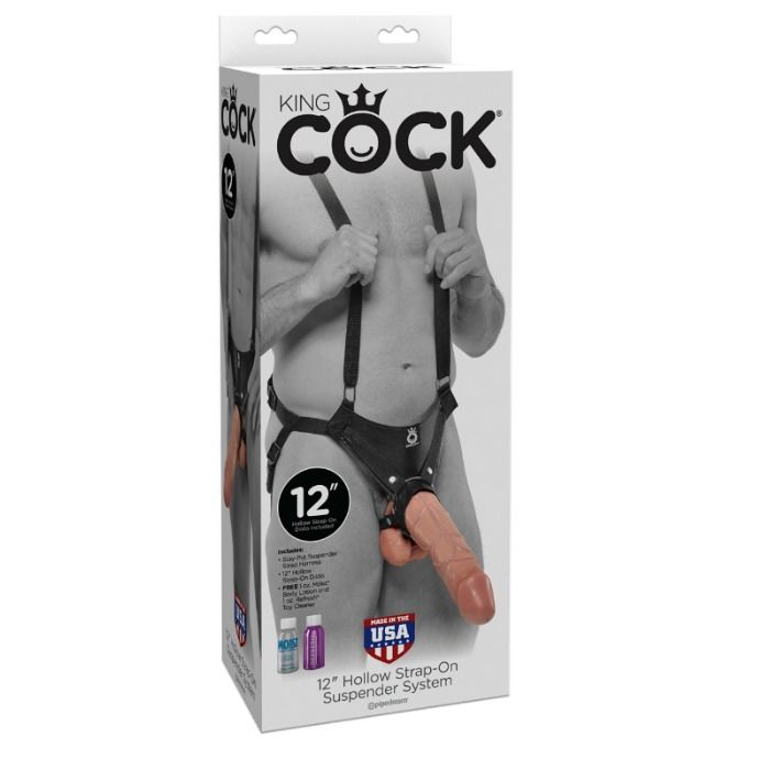 KING COCK - 30,5 CM HOHL STRAP-ON-SUSPENDER-SYSTEM - HAUTFARBE