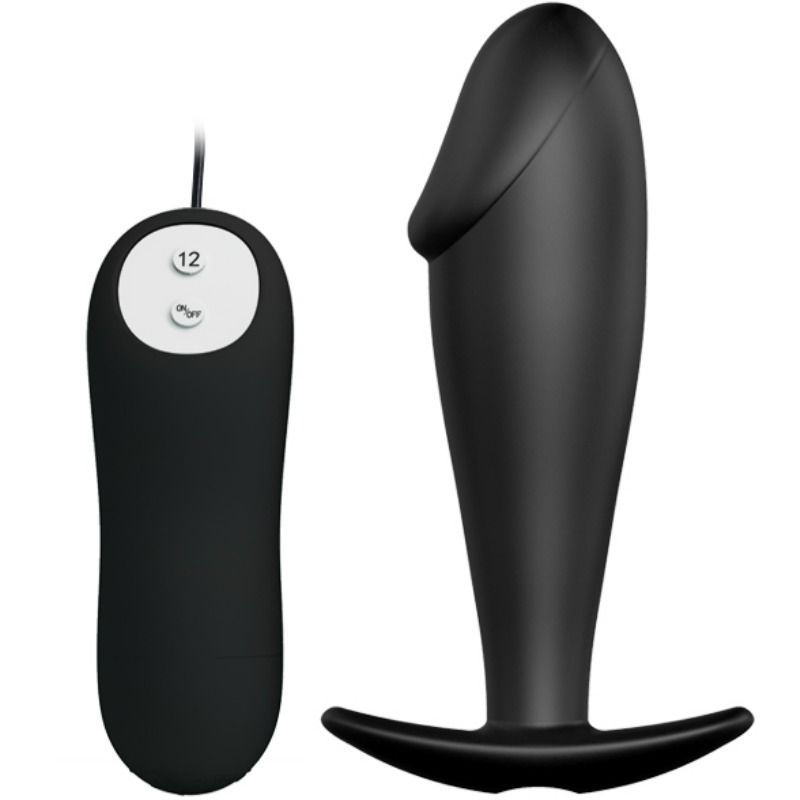 PRETTY LOVE - TAPPO ANALE IN SILICONE A FORMA DI PENE E 12 MODALITÀ DI VIBRAZIONE NERO