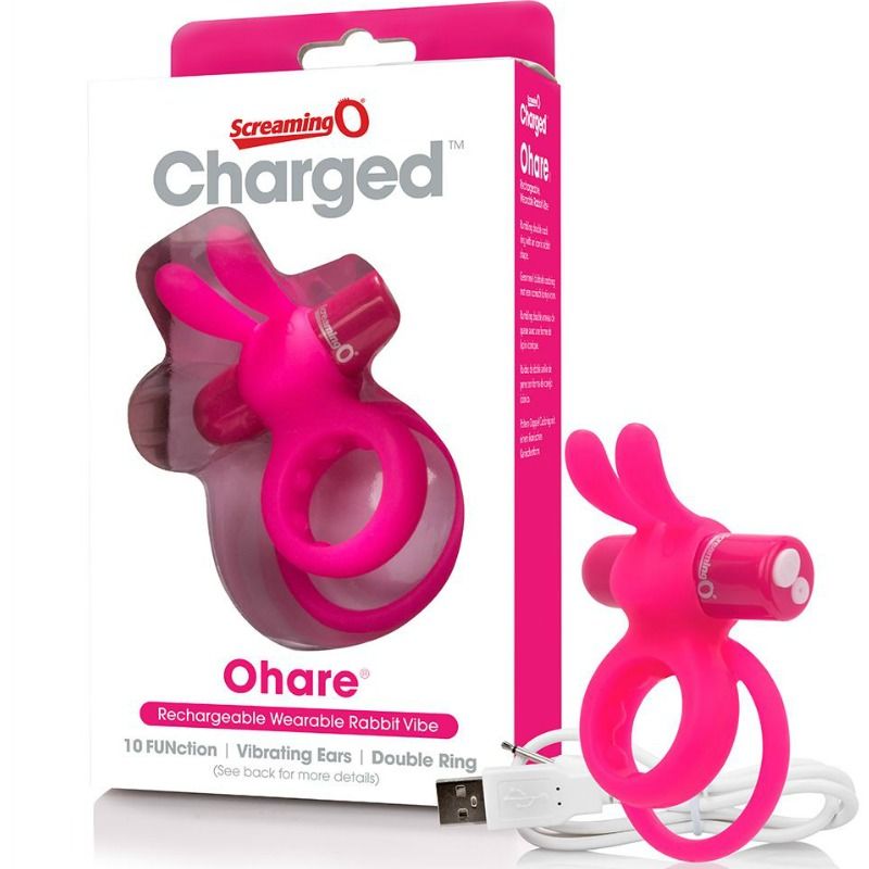 SCREAMING O - RECHARGEABLE DOUBLE RING WITH RABBIT HARE PINK