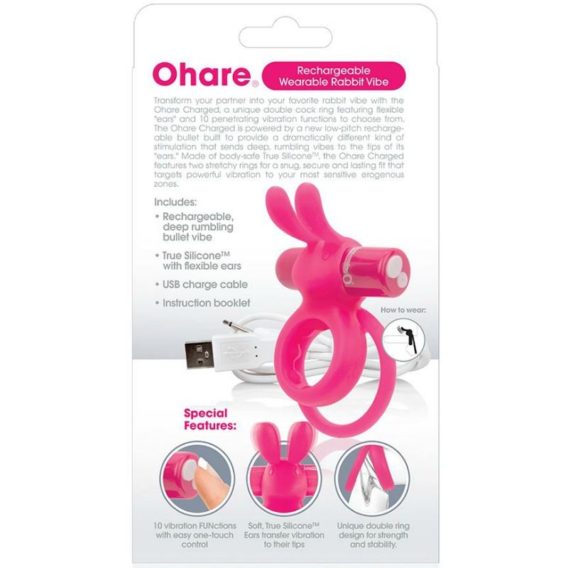 SCREAMING O - RECHARGEABLE DOUBLE RING WITH RABBIT HARE PINK