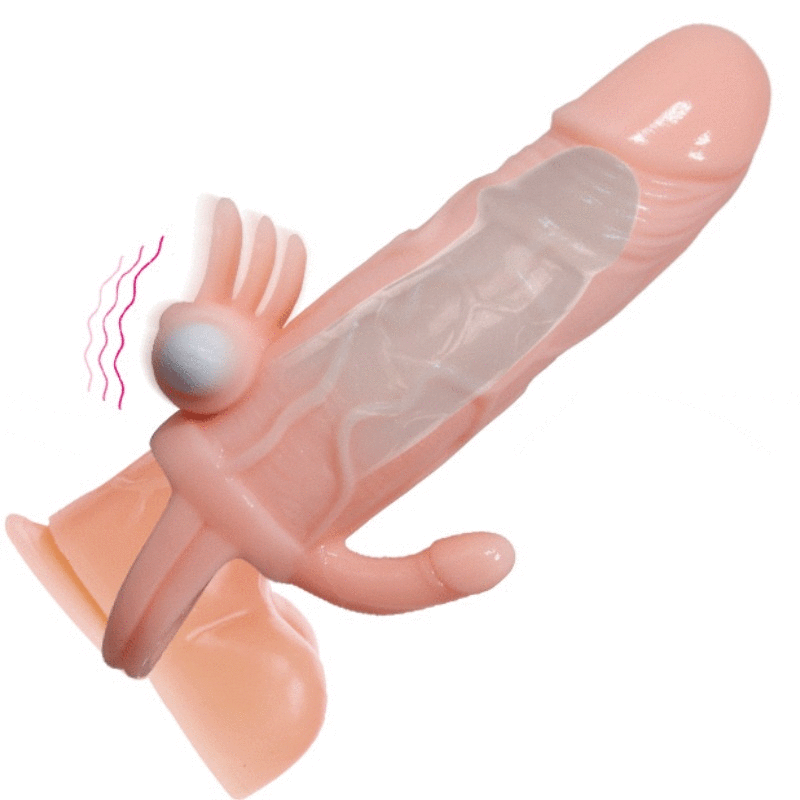 BAILE - BRAVE MAN PENISABDECKUNG MIT KLITORIS- UND ANALSTIMULATION, FLEISCH, 16,5 CM