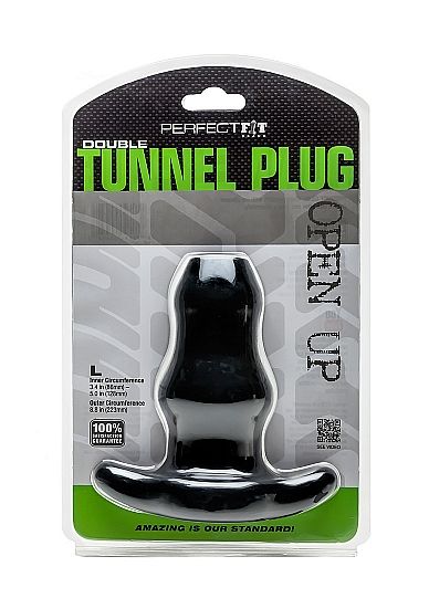 PERFECT FIT BRAND - DOUBLE TUNNEL PLUG LARGE BLACK