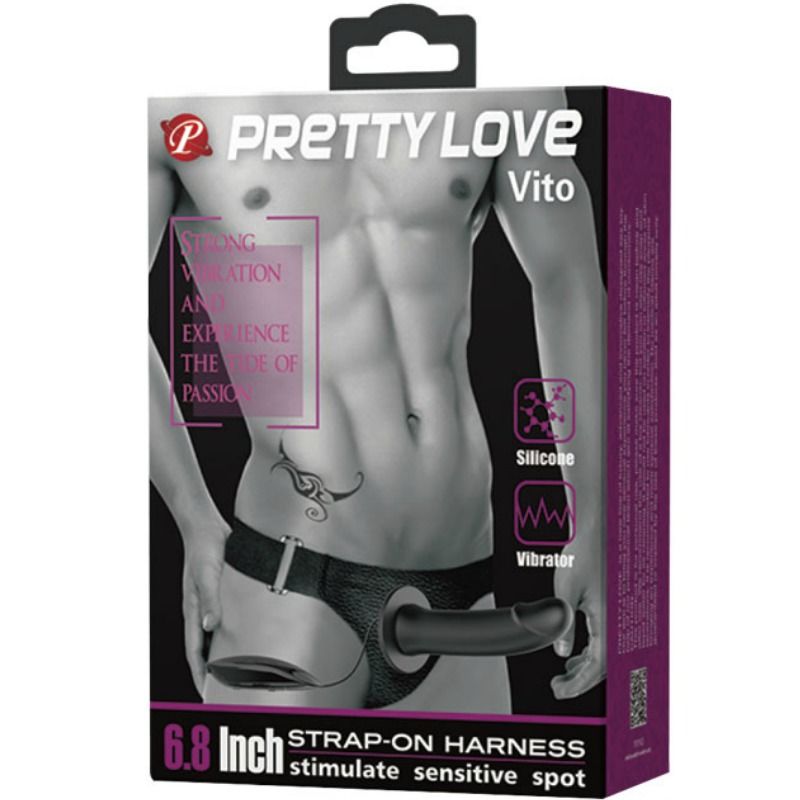 PRETTY LOVE - VITO STRAP ON MIT HOHLDILDO UND VIBRATION 17,3 CM