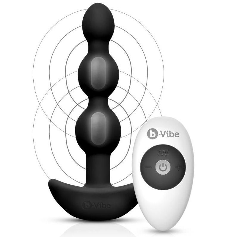 B-VIBE - TRIPLET ANAL REMOTE CONTROL BEADS BLACK