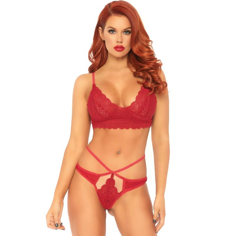 LEG AVENUE - 2-TEILIGES SET SPITZEN-BRALETTE UND STRING S/M 