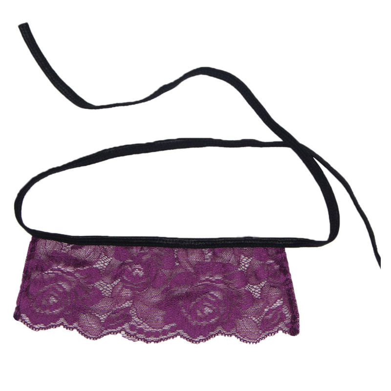 SUBBLIME - CORSETTO PERIZOMA E BENDA NERO E VIOLA S/M