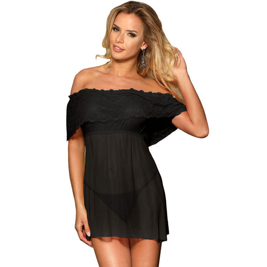 SUBBLIME - KLEIDER KURZES KLEID + TANGA SCHWARZ S/M