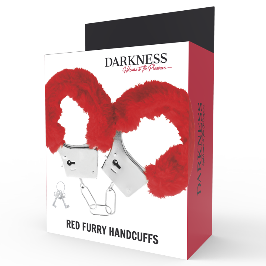 DARKNESS - RED LINED METAL HANDCUFFS