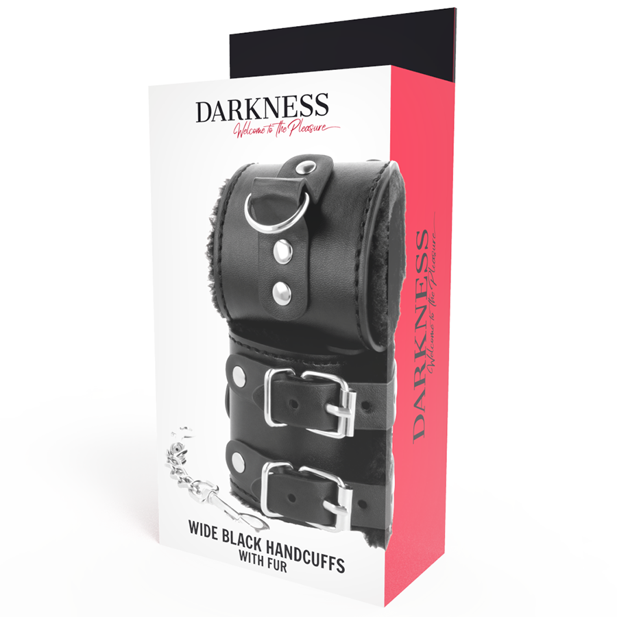 DARKNESS - MANETTE IN PELLE NERA REGOLABILI CON FODERA