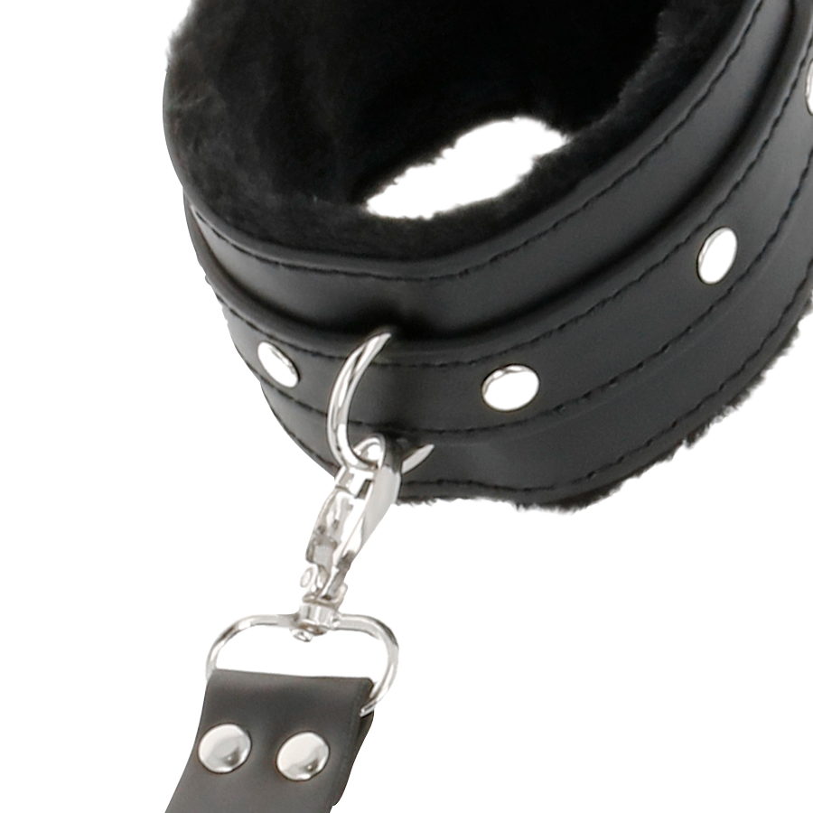 DARKNESS - LEATHER HANDCUFFS FOR FOOT AND HANDS BLACK