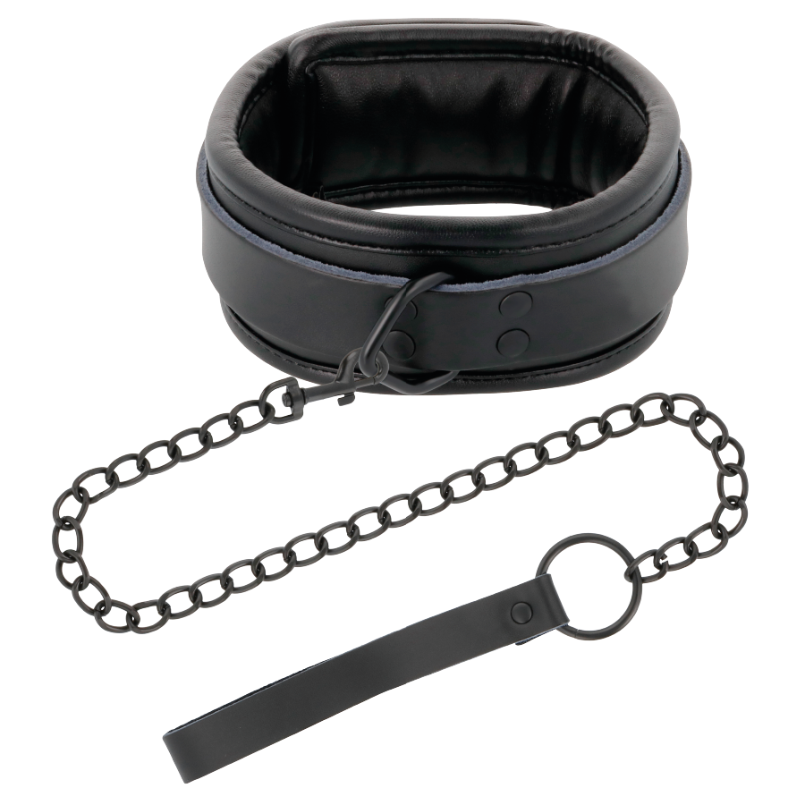 DUNKELN - SCHWARZE HANDSCHELLEN UND HALSBAND AUS LEDER