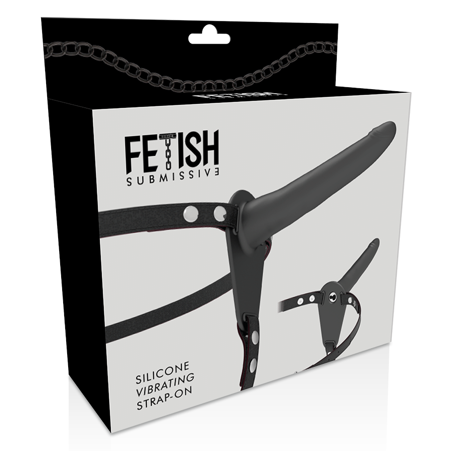 IMBRACATURA SOTTOMESSA FETISH - VIBRATORE IN SILICONE NERO 15 CM