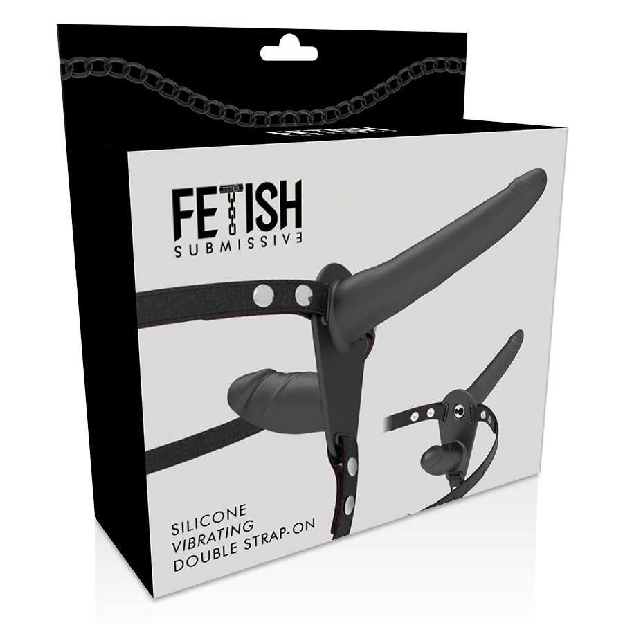 FETISH SUBMISSIVE HARNESS - DOUBLE PENETRATION BLACK VIBRATOR