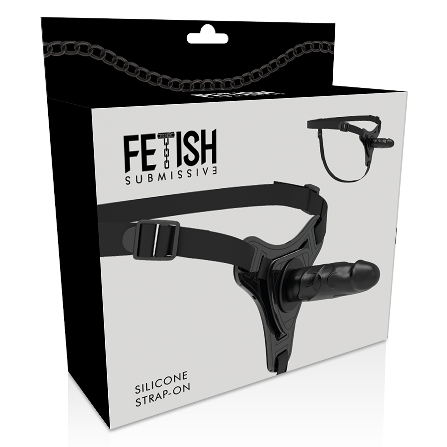 FETISCH DEVOT-HARNESS - REALISTISCHES SCHWARZES SILIKON 15 CM