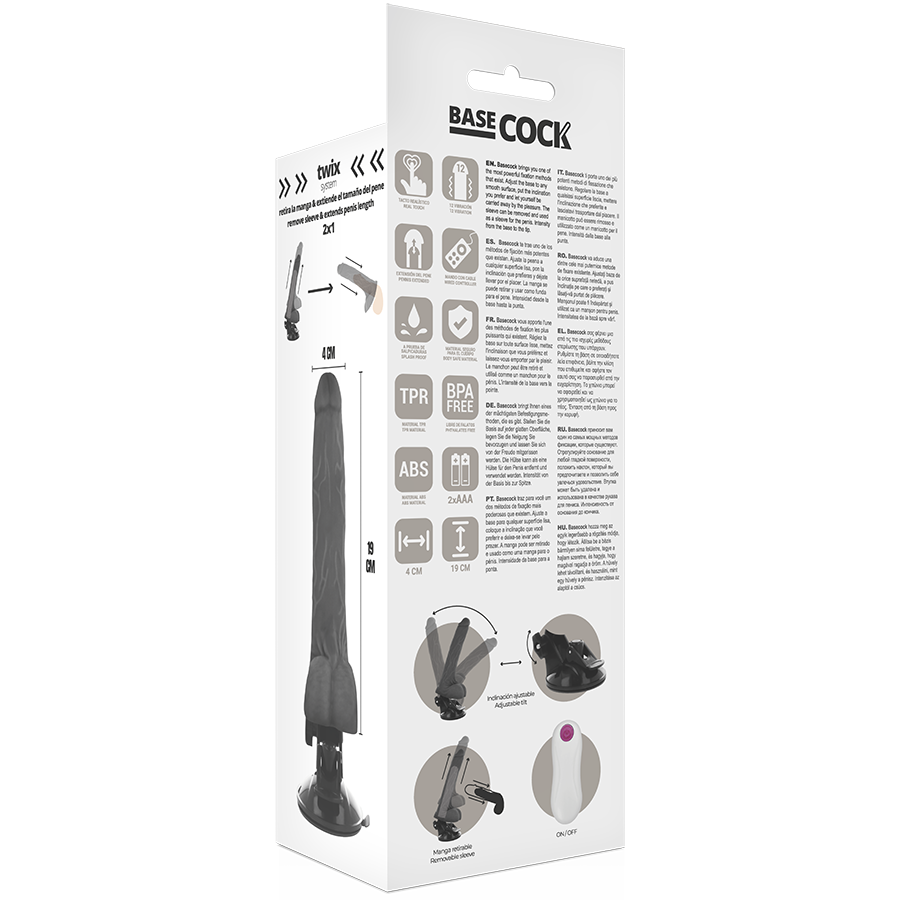 BASECOCK - REALISTISCHER VIBRATOR MIT FERNBEDIENUNG, HAUTFLEISCH 19 CM -O- 4 CM