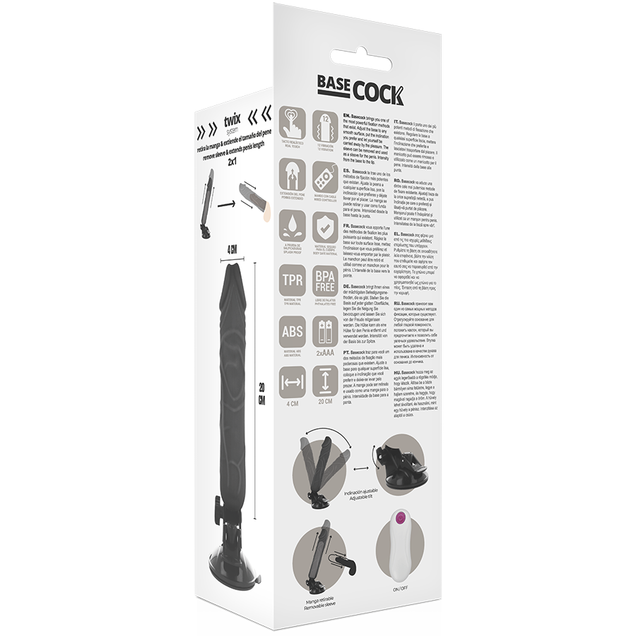 BASECOCK - REALISTISCHER VIBRATOR MIT FERNBEDIENUNG, FLESH 20 CM -O- 4 CM