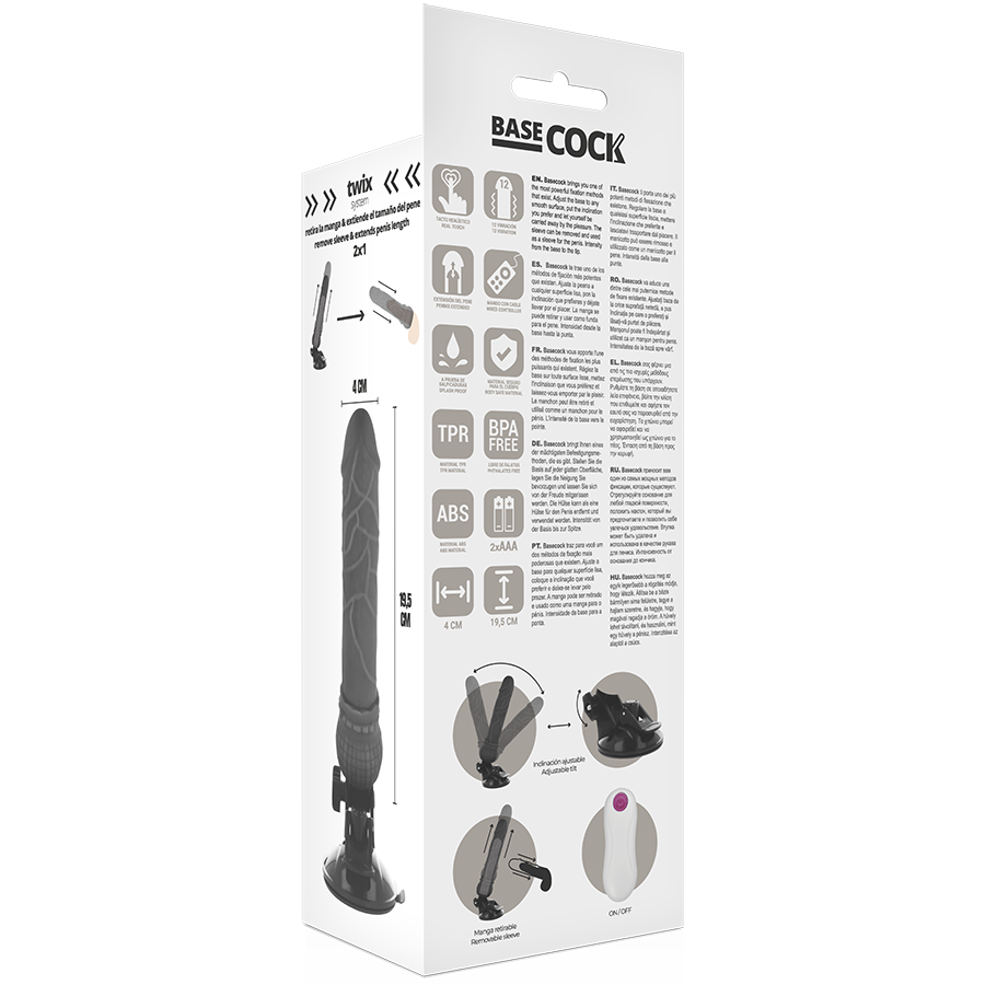 BASECOCK - REALISTISCHER VIBRATOR MIT FERNBEDIENUNG, HAUTFLEISCH 19,5 CM -O- 4 CM